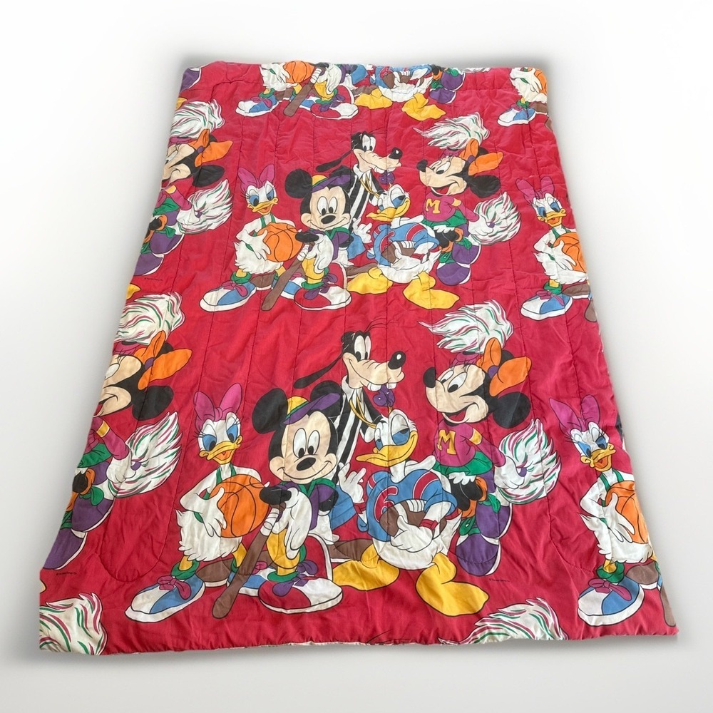 Disney Mickey‎ & Friends Sports reversible Twin Comforter  RARE Vintage 1980's